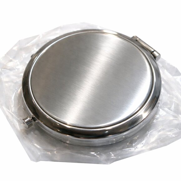 Silver Glitter Compact Mirror – Push Button Dual Mirrors New - Picture 4 of 4